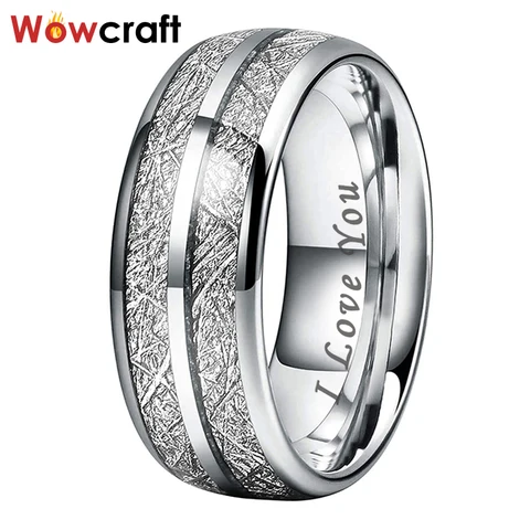 Обручальное кольцо Wowcraft из карбида вольфрама с инкрустацией метеорита