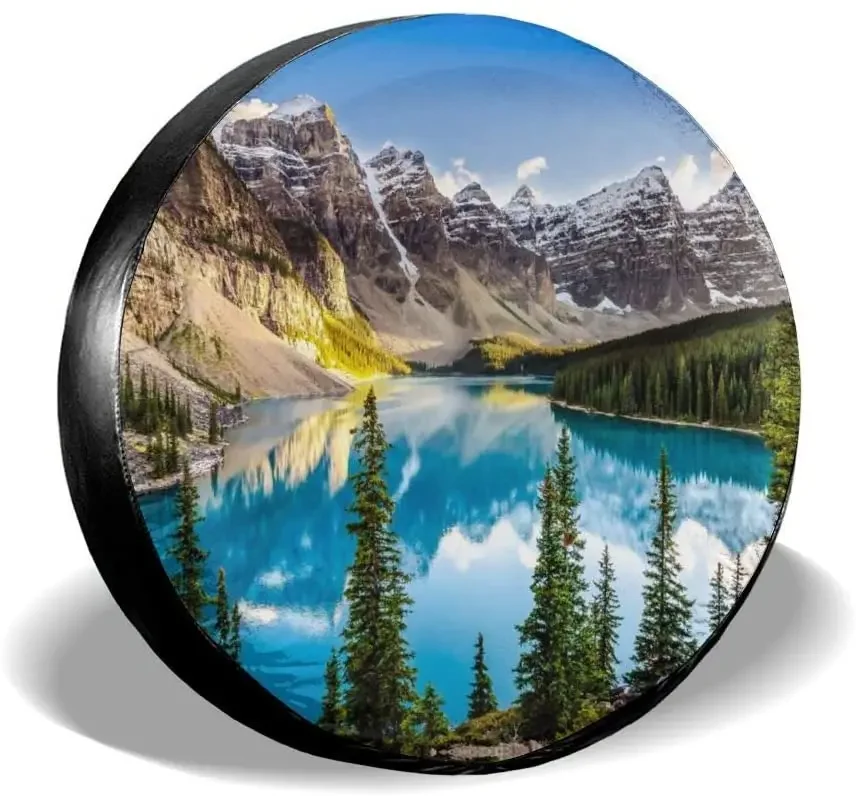 Чехол для запасного колеса Landscape Sunset View of Morain Lake and Mountain Range водонепроницаемый