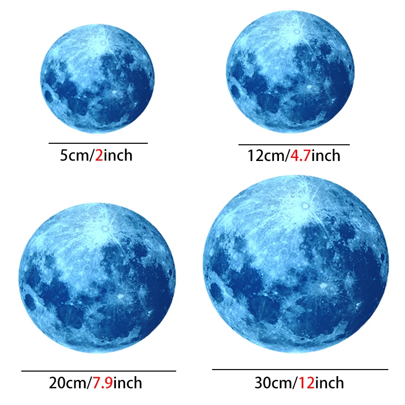 30cm Luminous Wall Sticker 3D Moon Stickers for Kids Room Living Room Bedroom Decoration Glow In The Dark Home Decals Wallpaper images - 6