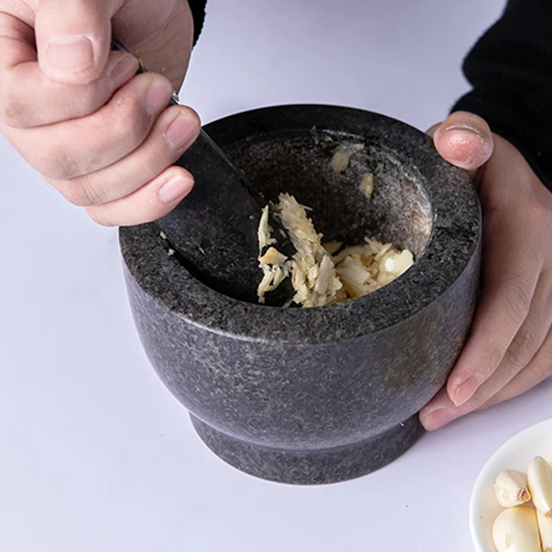 

Natural Garlic Pounder Manual Stone Mortar Pounding Medicine Pot Household Natural Stone Grinding Spice Mixing Grinding Crusher
