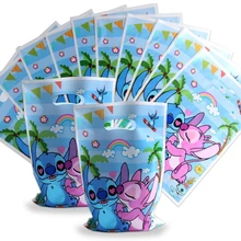 디즈니 Lilo & Stitch 파티 선물 가방, 플라스틱 블루 스티치 핑크 천사 선물 가방, 소년 소녀 생일 파티 장식