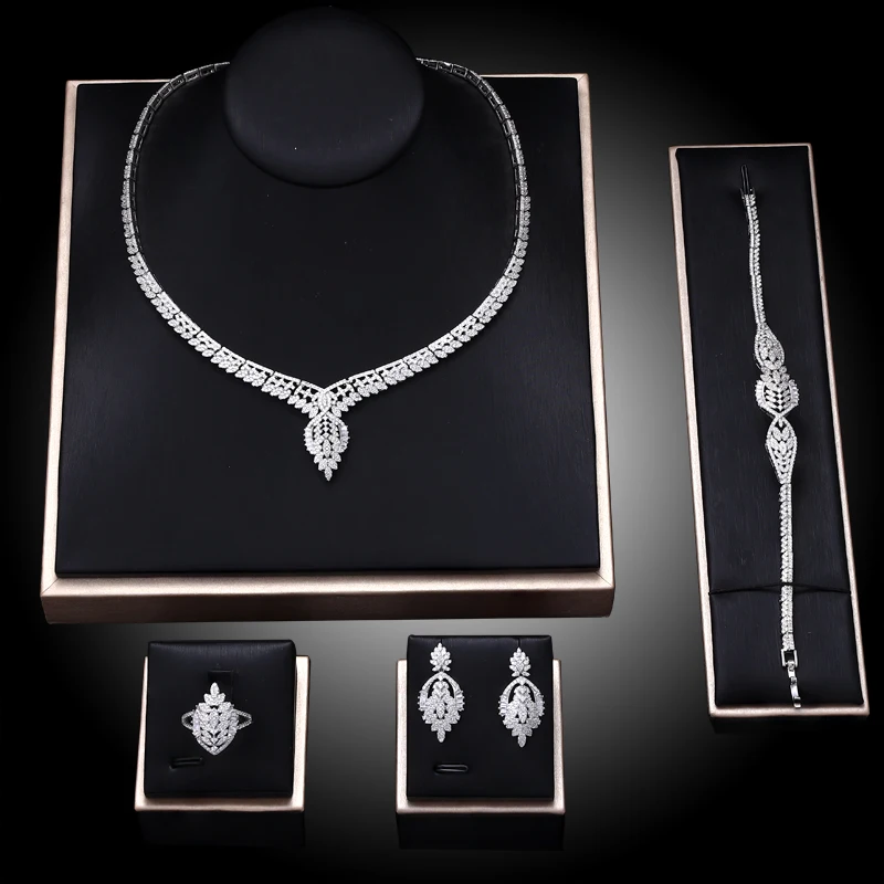 

2023 New Unique Pendant White Dubai Jewelry Set AAA Zirconia CZ Necklace and Earring Set Women's Bride Jewelry Party Gift