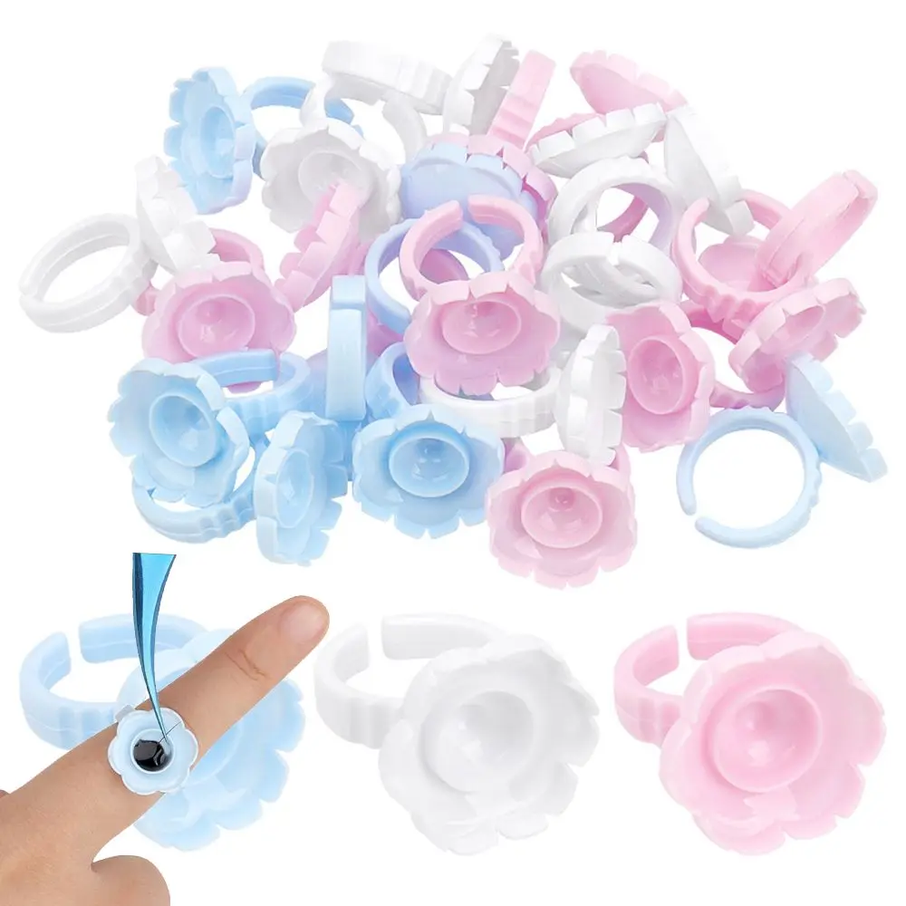 

100pcs Grafting False Eyelashes Tool Mascara Water Cup Flower Type Glue Drop Ring Flower Cup Organizer Supplies Tools