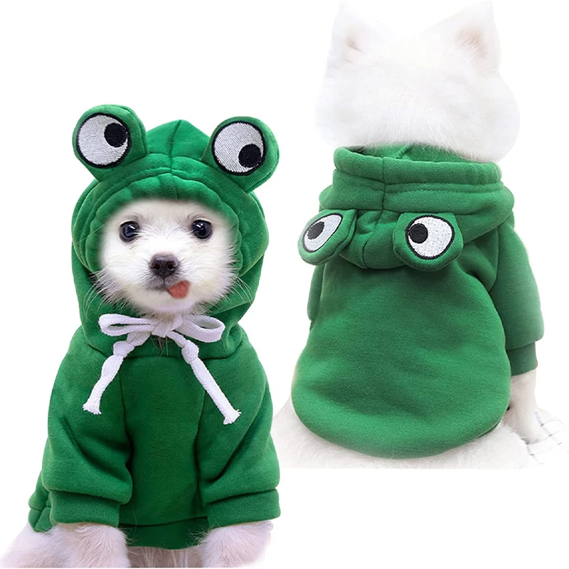 

Dog Hoodie- Dog Warm Winter Jacket Basic Sweater Coat Cute Frog Shape