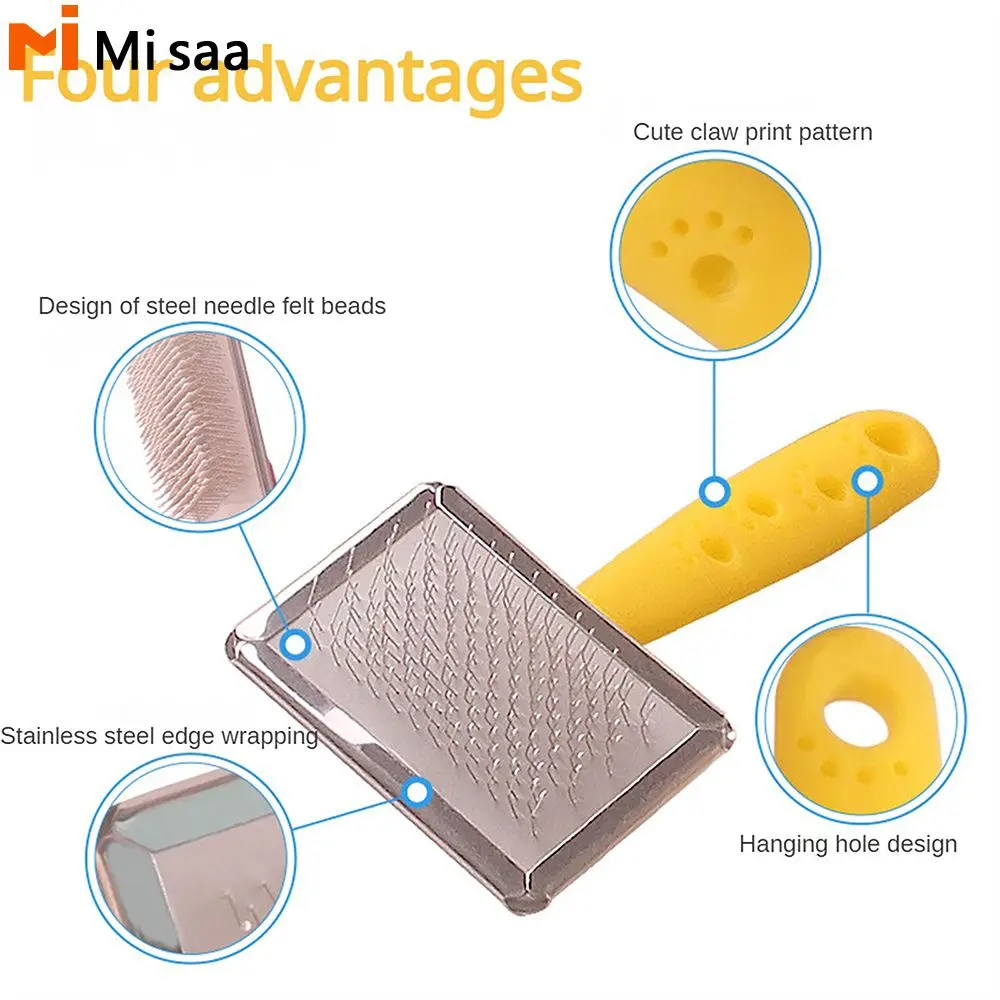 

Pet Grooming Tools Hanging Hole Design Comfortable Massage Tool Effective Hair Removal Durable Steel Pin Easy To Clean