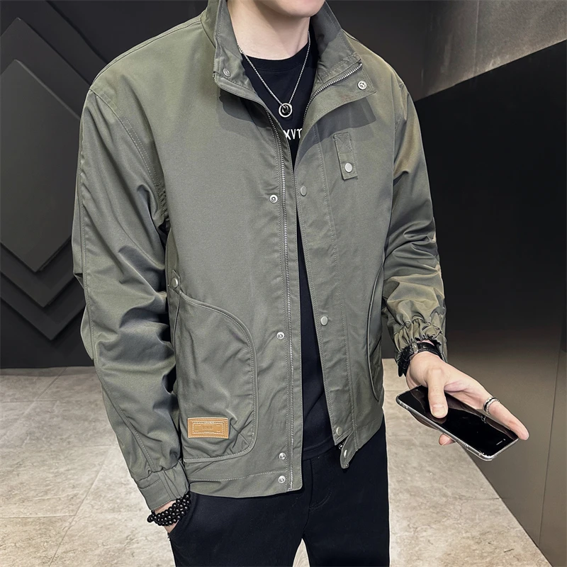 

2023 Spring New Stand-up Collar Young Men's Jacket Casual and Handsome Men's Coat XXXL