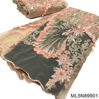 3d flowers embroidered african lace fabric 5 yards 2021 high quality french net lace fabric for nigerian wedding ml5n899