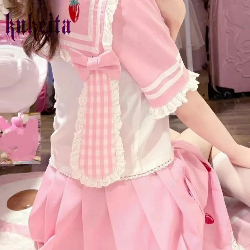 Женский комплект из двух предметов с плиссированной юбкой и топом матросским