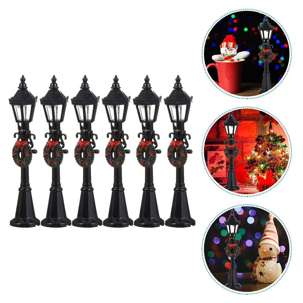 

6 Pcs Miniture Decoration Street Light Model Miniature Tiny House Lamps Figurine Post Supply