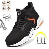 work sneakers lightweight construction industrial men safety shoes with steel toe cap security breathable anti smashing boots