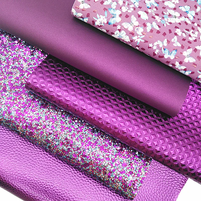 Фиолетовая объемная блестящая кожаная сетка из тисненой искусственной кожи Гладкая кожа личи кожаные бабочки кожа для «сделай сам» 21x29 см Y116