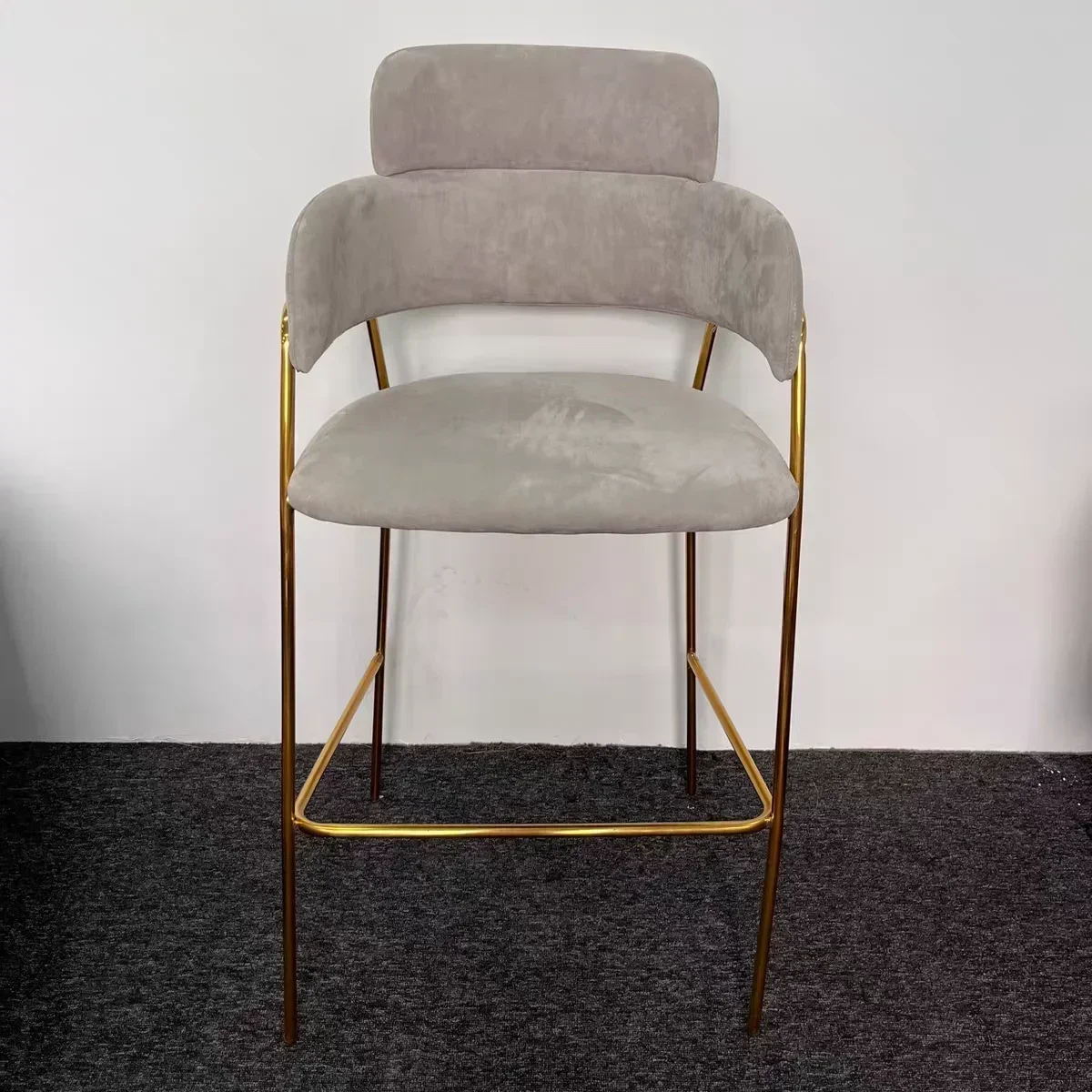 Лидер продаж стул для высокой стойки бархатный подлокотник из нержавеющей стали