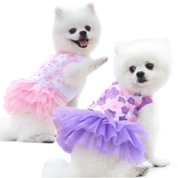 pet clothing dog cat skirt luxury high end teddy bichon chihuahua small and medium dog peach blossom dress cotton