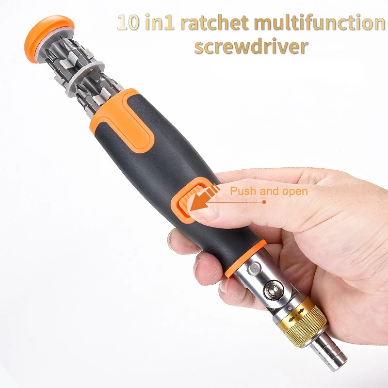 

Multifunctional Ratchet Screwdriver Set 10 in 1 Concealed Multi-Angle Rotary Maintenance Tool Magnetic Drill