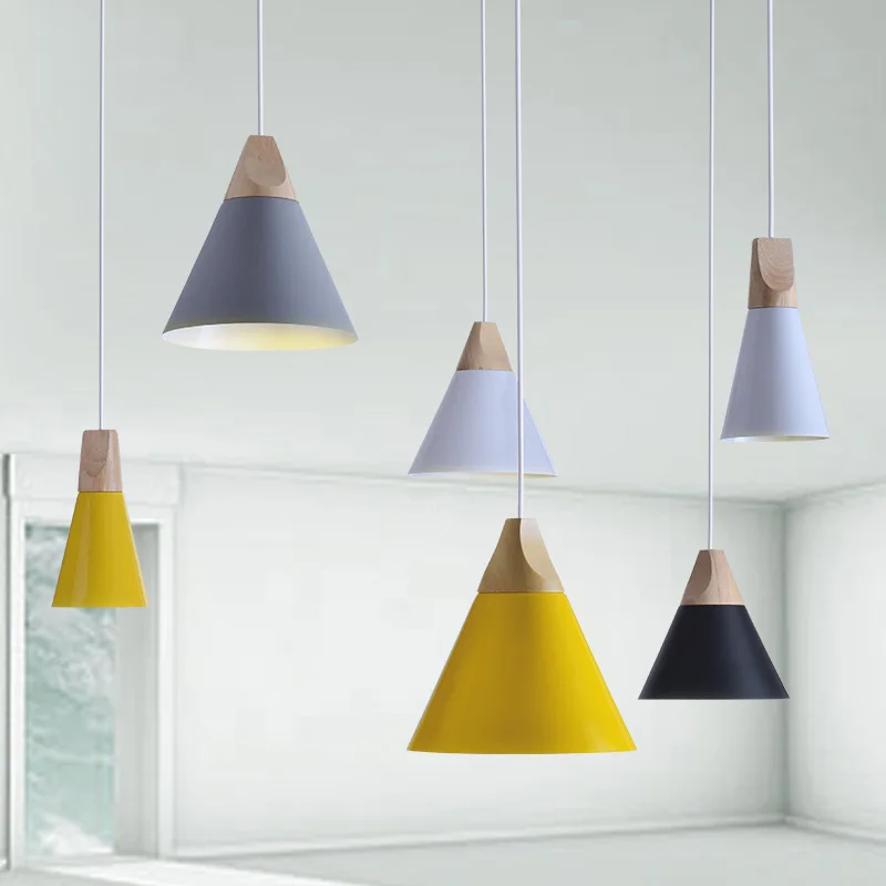 Pendant Lights Modern Wood Lamp Nordic light For Cafe Restaurant Bedroom Hanglamp Kitchen Colorful Suspension Luminaire |