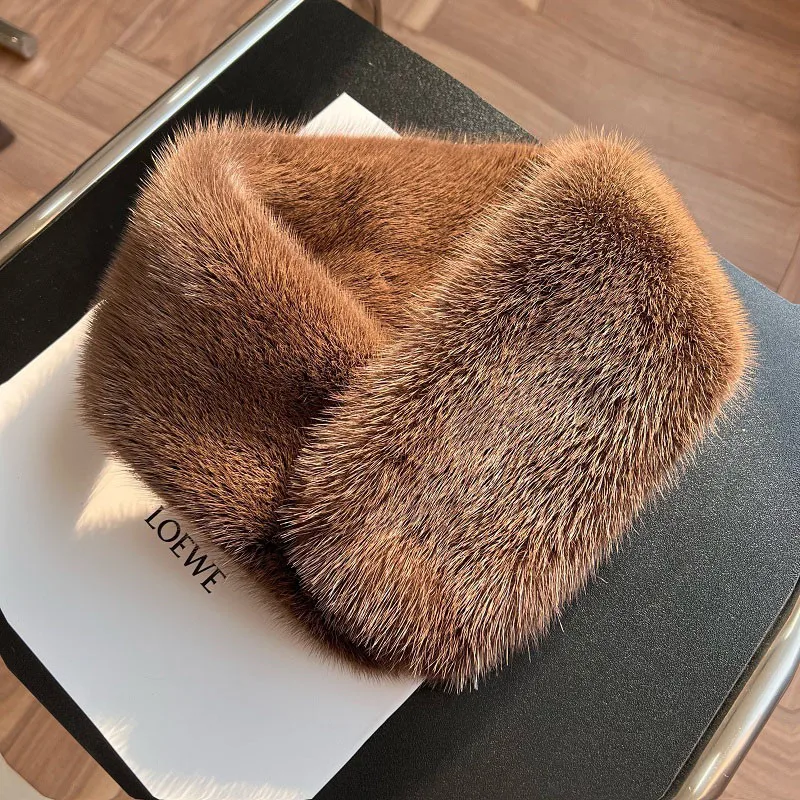 

Real Mink Fur Scarf Korean Autumn And Winter New Warm Double-Sided Plush Magnetic Buckle Scarf Neck Protection Mink Collar