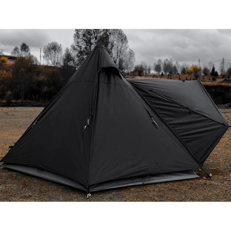 

Двухслойная кемпинговая палатка, черная башня, защита от дождя, на несколько человек, затенение, пирамида