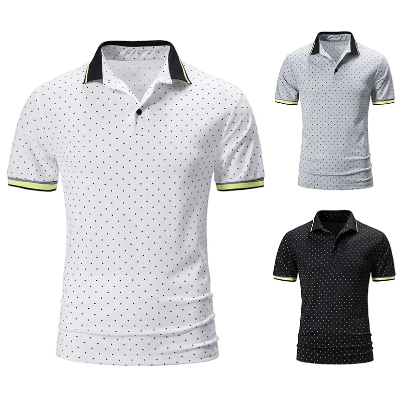 

2022 summer short-sleeved t-shirt men's trend lapel POLO shirt European size men's printed T-shirt top men