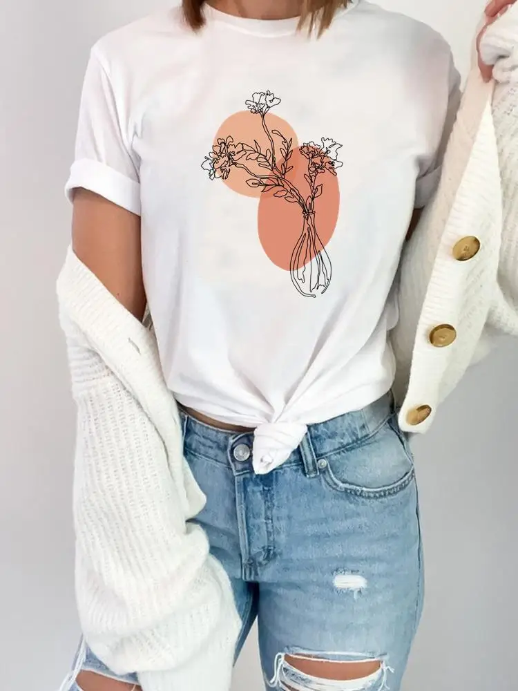 

T Shirt Short Sleeve Fashion Summer Clothes O-neck Tee Top Print Women Clothing Watercolor Sweet 90s Cute Graphic T-shirt