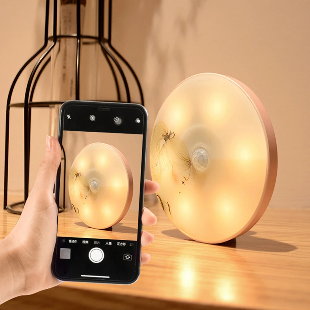 

PIR Motion Sensor Cute LED Night Light USB Rechargeable Dimmable Night Lamp For Bedroom Cabinet Light Wireless Closet Lighting