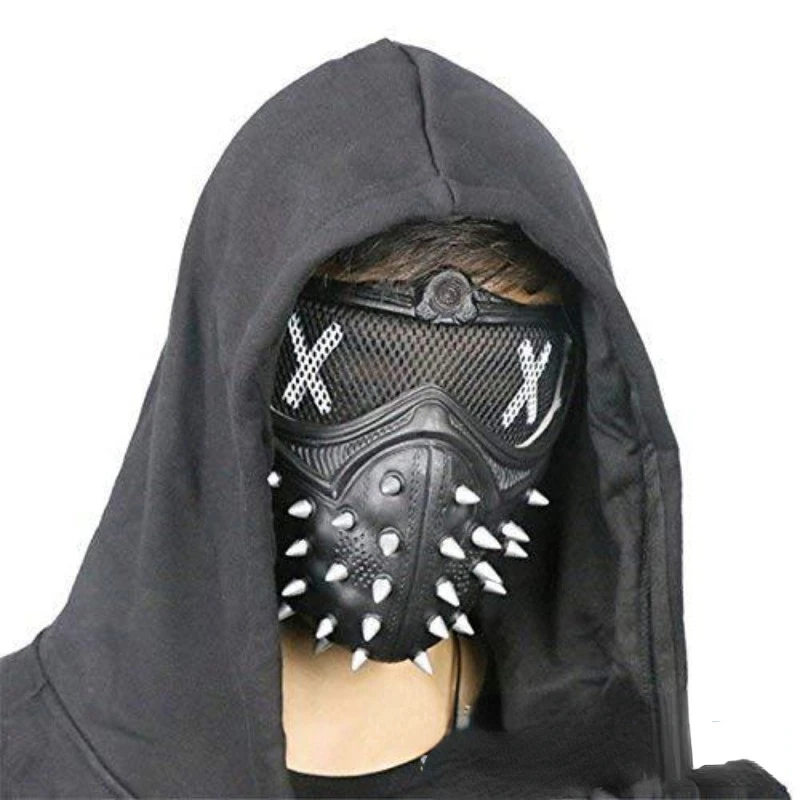 

Halloween Party Mask Watch Dog Punk Rivet Mask Latex Full Face Devil Cosplay Props Masquerade Costume Horror Event Supplies Gift
