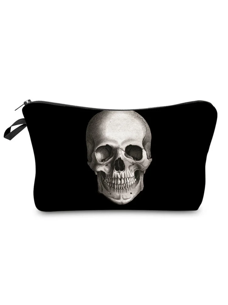 

Halloween Skull Printed Cosmetic Bag Black Cartoon Organizer Bag Women Makeup Bag Storage Bag for Mini Kids Candy Bag Coin Purse