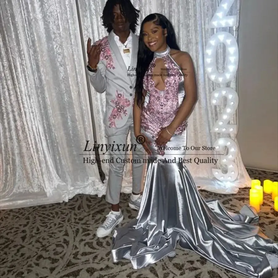 Модные мужские смокинги с аппликацией из бисера костюмы для жениха наборы 2