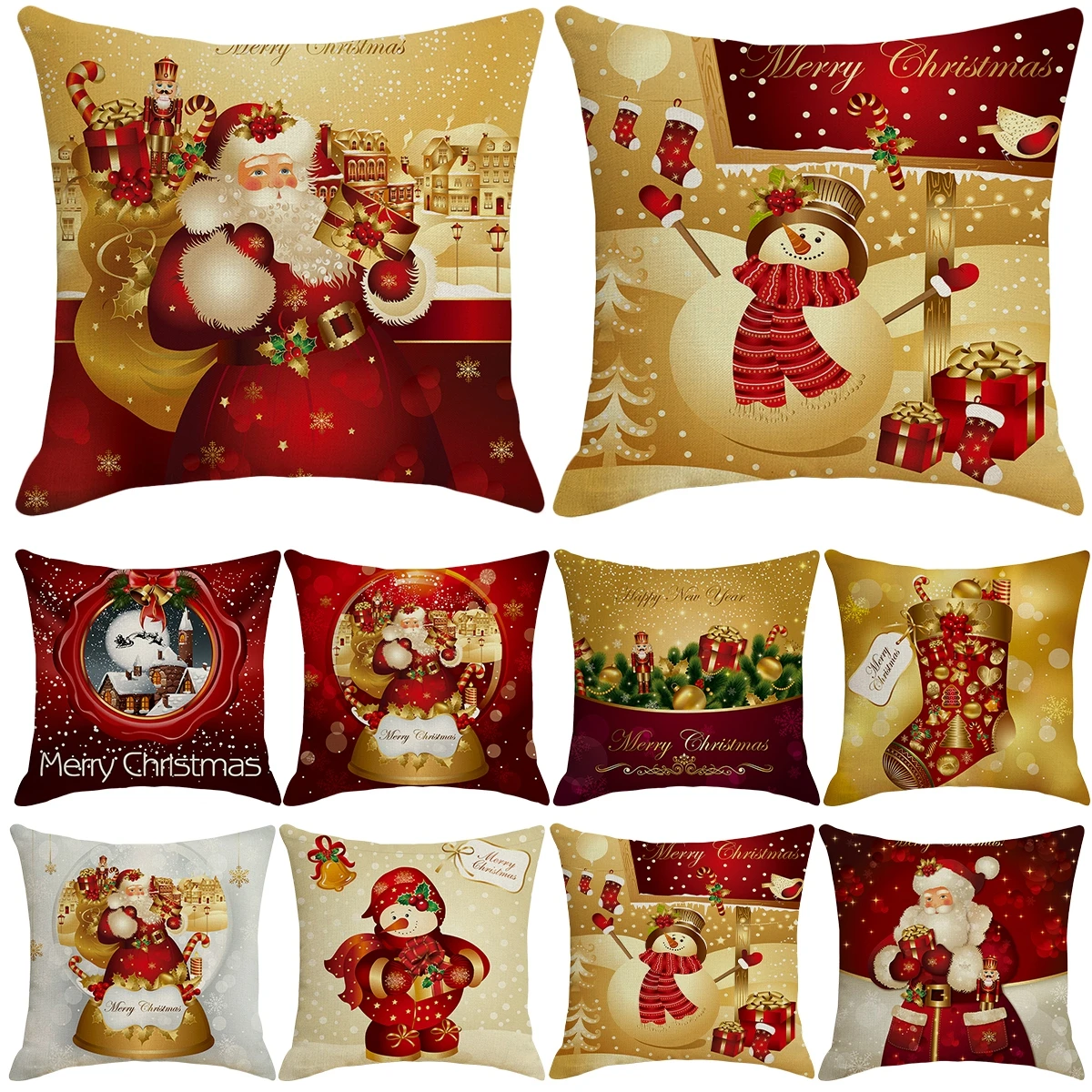 

Льняная наволочка 45x45 см, рождественские украшения, домашний декор, Рождественская декоративная наволочка для дивана, чехол для подушки