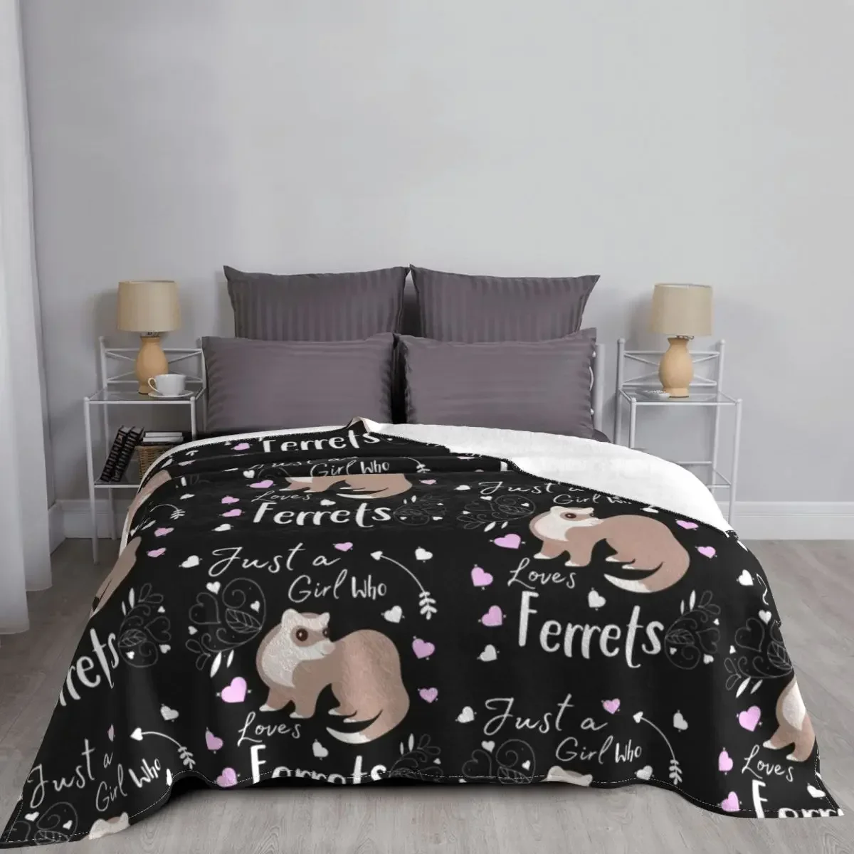 Одеяло с милым хорьком Фланелевое покрывало для дикой природы грызунов