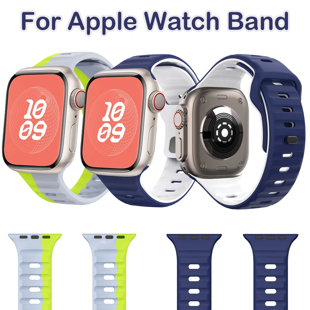 Ремешок спортивный для Apple Watch Band 42/44/45 мм Ultra 2 49 силиконовый браслет Iwatch Series 9 6 5 4 3 Se