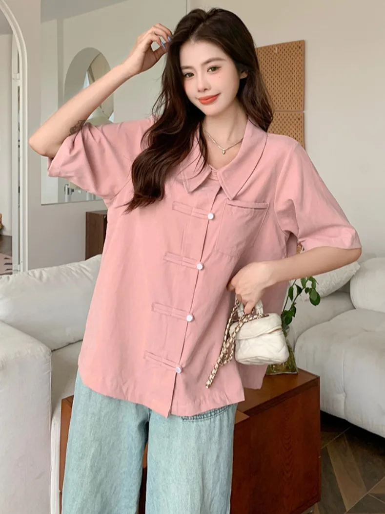 Женская одежда новинка пухлые девушки Китайская национальная рубашка-поло Sle с