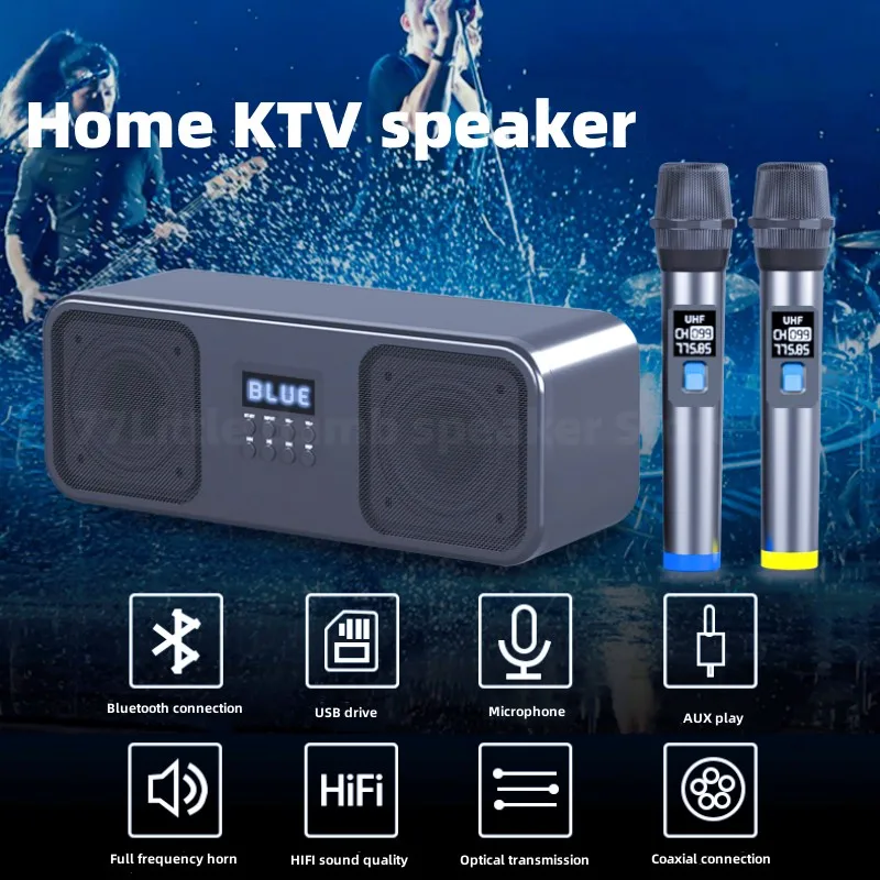 

Home Professional Wireless Bluetooth Karaoke Speaker 60W High Power Subwoofer With Dual Microphone TV Projector Cinema Equipment