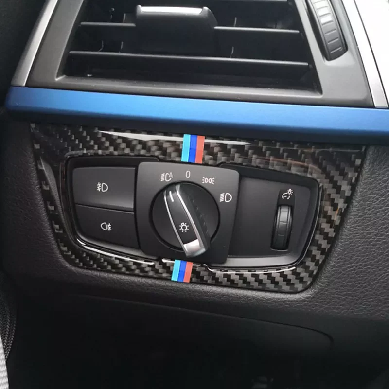 

Carbon Fiber Auto Headlight Switch Button Decorative Frame Cover Stickers Interior For BMW 3 Series F30 F34 2013-17 Accessories