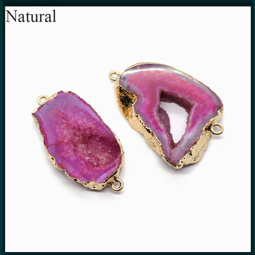 

Natural Stone Irregular Crystal Gold Plated Double Hole Connector Charm Fashion Women DIY Necklace Earring Accessories 20-55mm