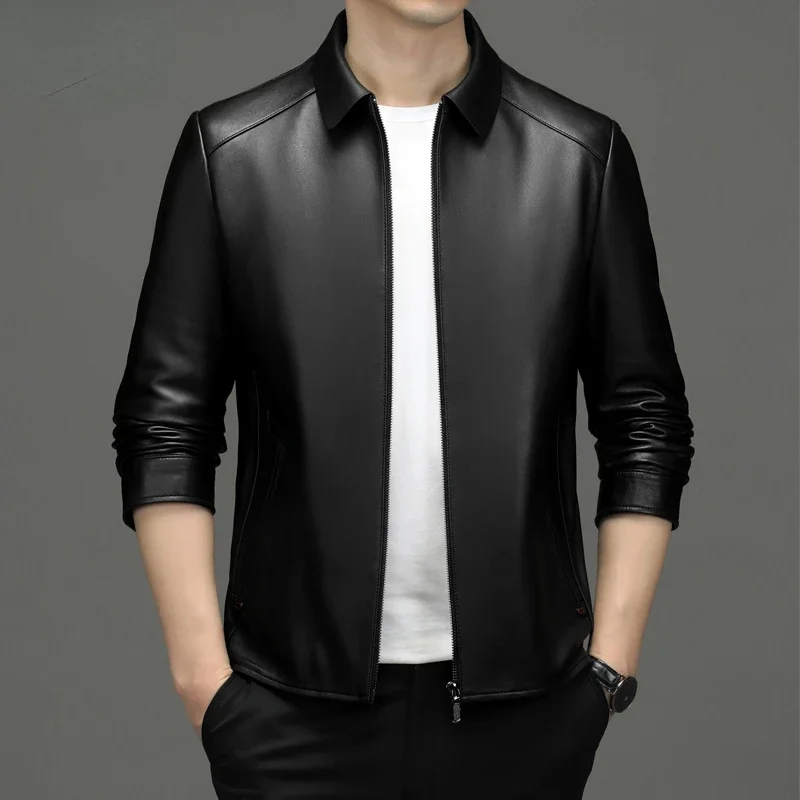 Куртка мужская из натуральной кожи свободная повседневная верхняя одежда с