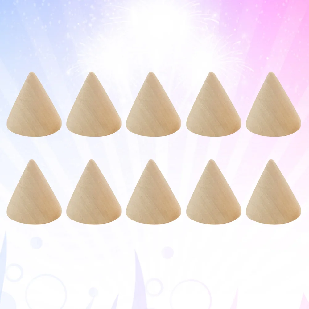 

10pcs 3.1cm Unfinished Wooden Cones Natural Wood Cone Ring Holders Unpainted Wooden Cones Jewelry Display Stand for DIY Craft