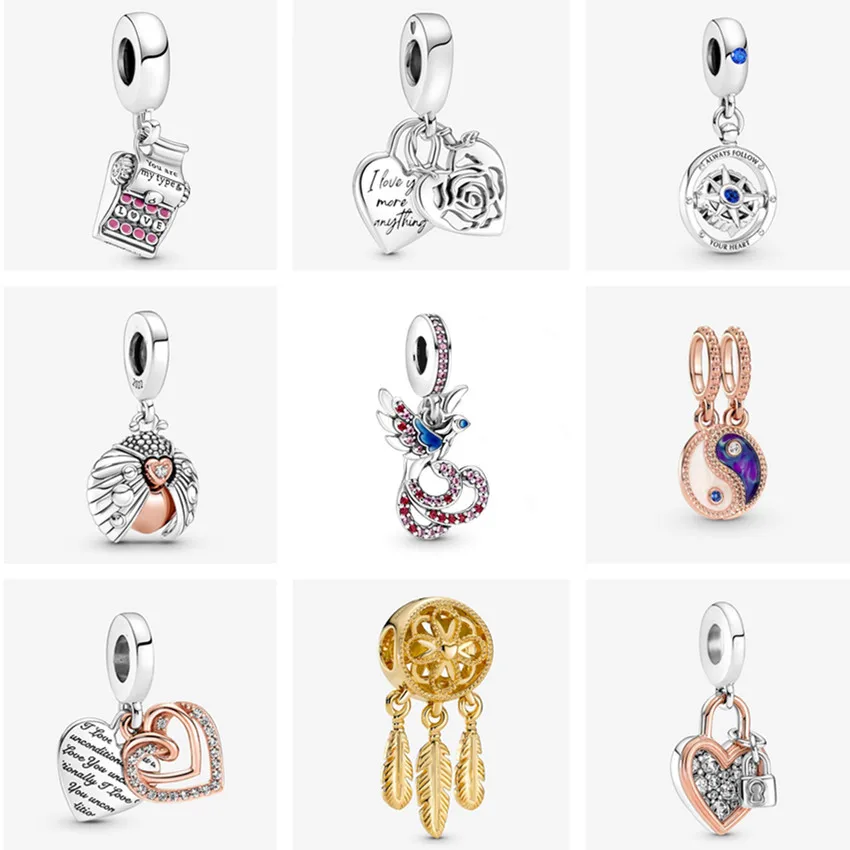 

Authentic 925 Sterling Silver Spinning Compass Rose Heart Padlock Dangle Charm Bead Fit Pandora Bracelet & Necklace Jewelry