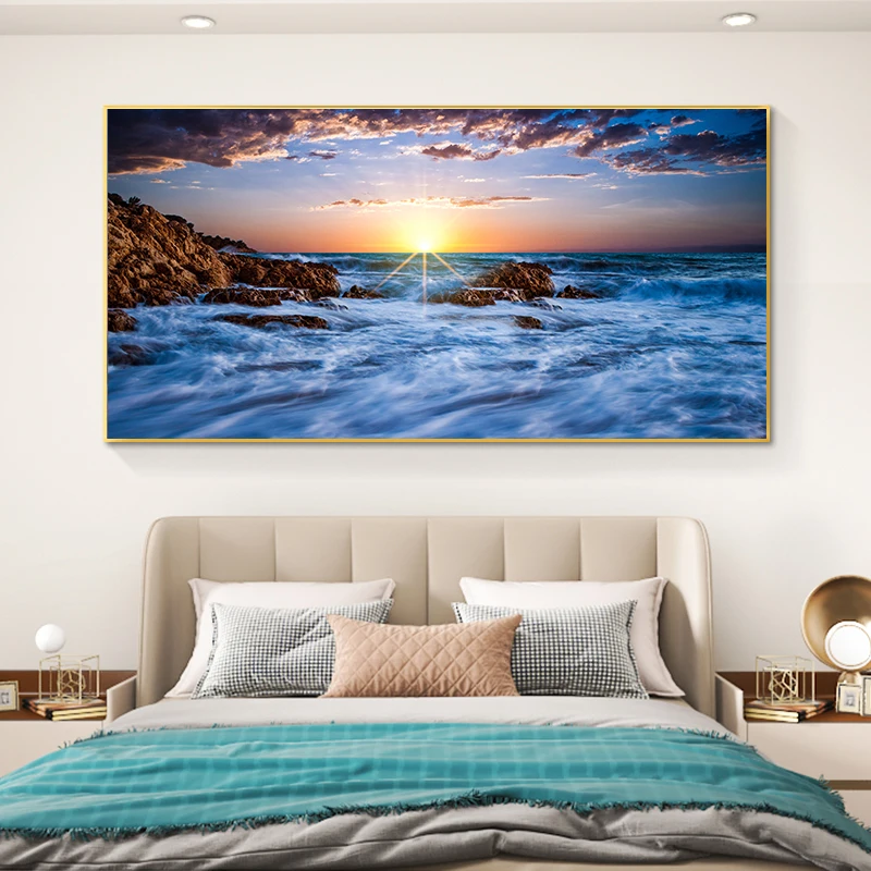 Природный пейзаж HD картины на холсте настенное Искусство волны закат морской