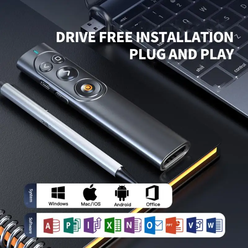 

Wireless Presenter Remote Control Presentation Remote Clicker Red Light Pen For MacBook Win 10 8 7 XP PowerPoint PPT Projector