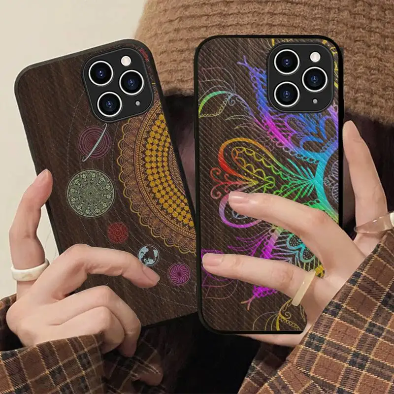 

Mandala Flower Totem Phone Case Hard Leather Case for iPhone 11 12 13 Mini Pro Max 8 7 Plus SE 2020 X XR XS Coque
