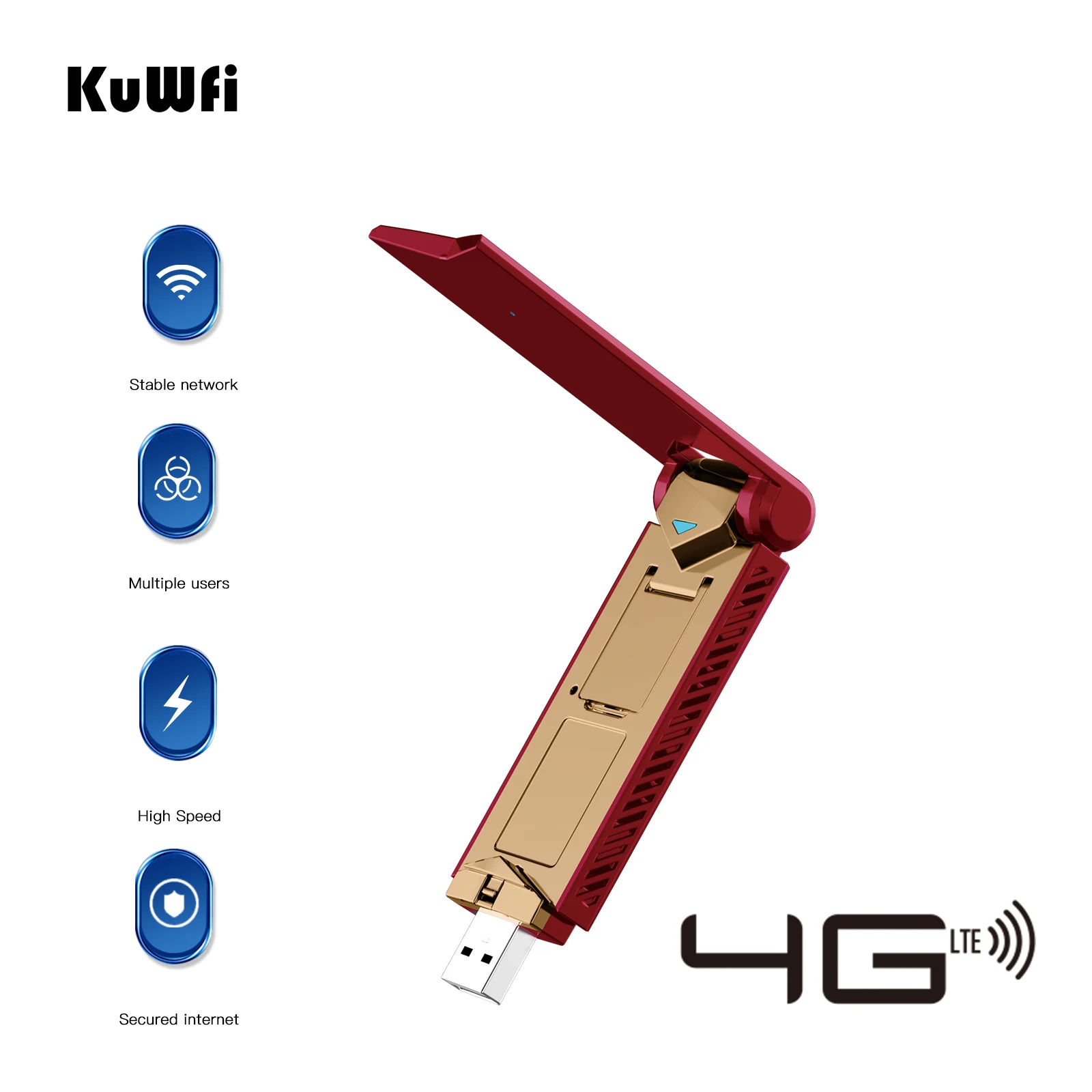 

KuWFi 150Mbps USB Dongle 4G WiFi Modem Unlock Mobile LTE Router With Sim Card Pocket Mini Outdoor WiFi Portable Hotspot Mifi