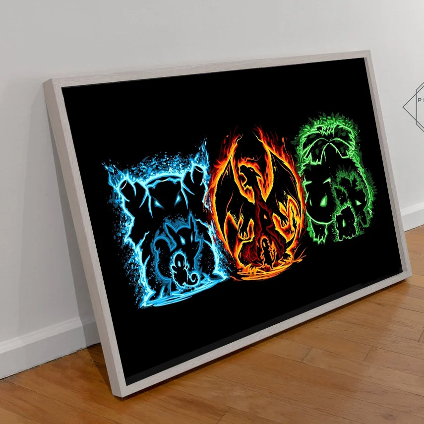 Картина на холсте The Great Wave &amp Magikarp с изображением покемона винтажные настенные