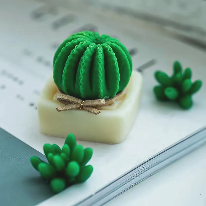 

3D Succulent Silicone Scented Candle Mold DIY Diffuser Stone Plaster Pudding Cake Mold Bathroom Decorations Cake Mold HECHEN