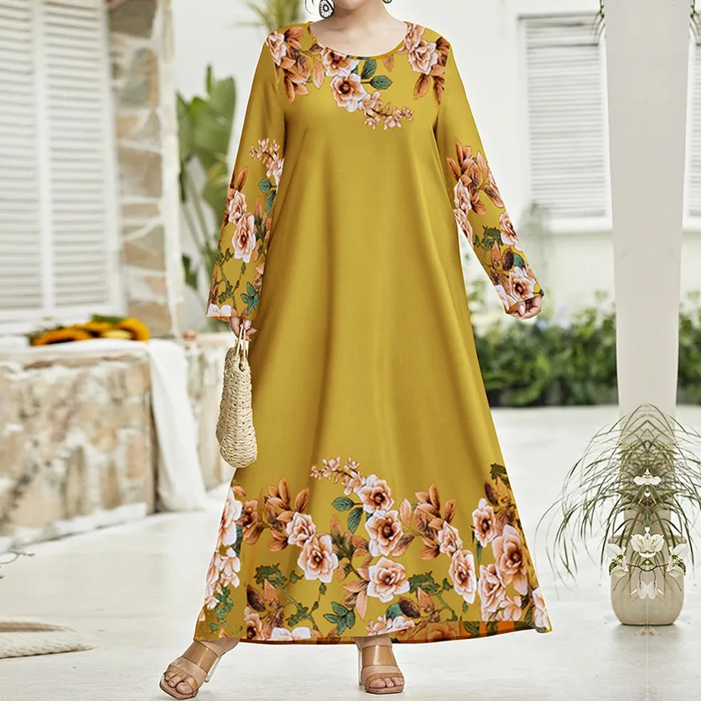 

African Dresses For Women Dashiki Long Sleeve Maxi Dress Spirng Summer Muslim Fashion Abaya Traditional Clothing Fairy Dreess