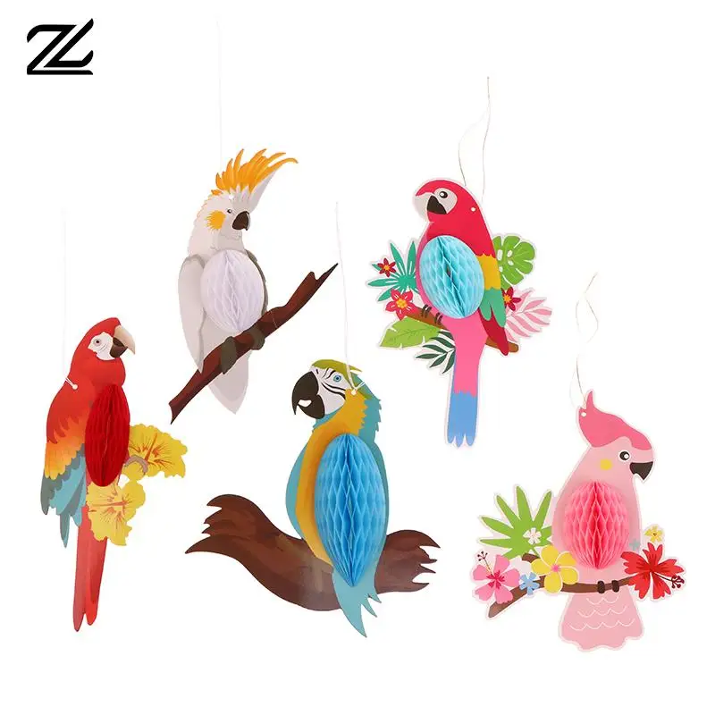 3 шт. тропические бумажные попугаи в виде сот |