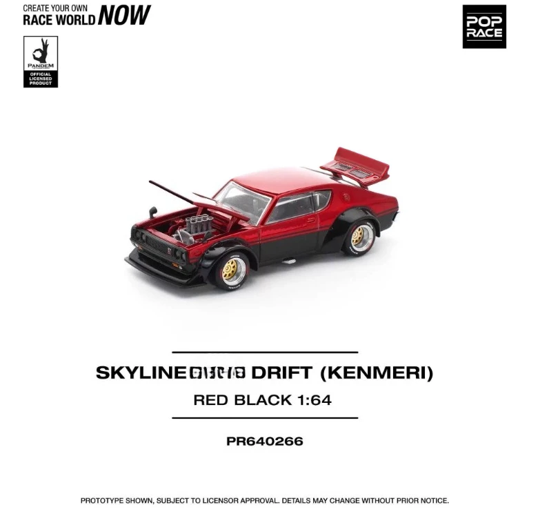 Литая под давлением модель автомобиля Pop Race 1:64 KPGC110 Kenmeri V8 Drift BlackRed (art.: 3920d31fd4dcd) - 3920d31fd4dcd