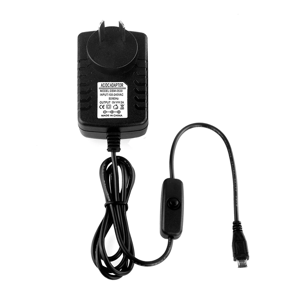 US/AU зарядное устройство AC/DC адаптер 5 в 3A PSU Micro USB с выключателем питания для Raspberry Pi