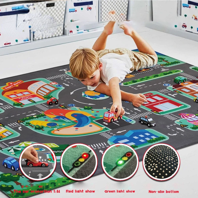 

2022 LED Lighter Rode Rugs For Kid Play Carpets Children Climb Puzzle Hot Sale Fashion Floor Mat Car Birthday Gift