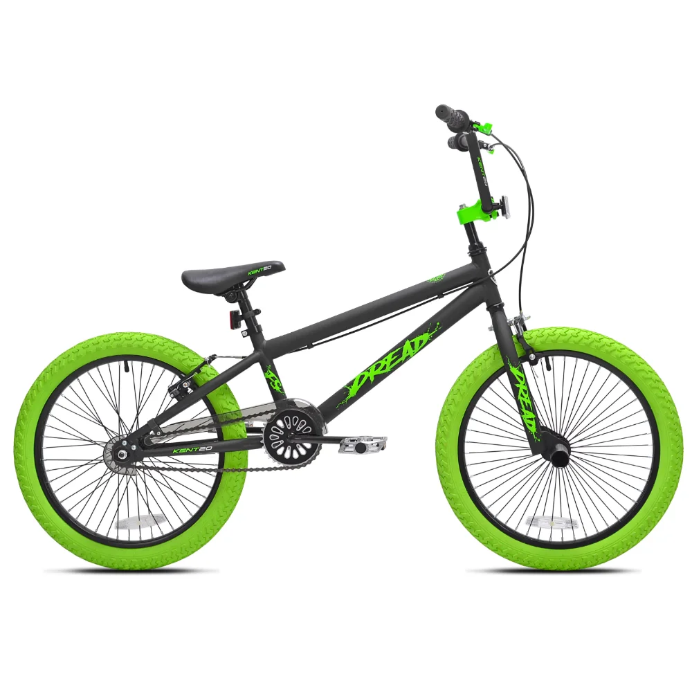 

Kent 20 In. Dread BMX Boys Bike, Green and Black,Front Pegs Four Bolt Alloy Stem Alloy Rims Lightweight and Durable Steel Frame
