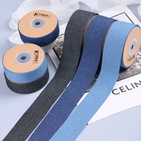 plain denim ribbon cotton layering cloth tape 25mm 38mm solid jeans bias trim diy crafts hair bow tie collar accessory material